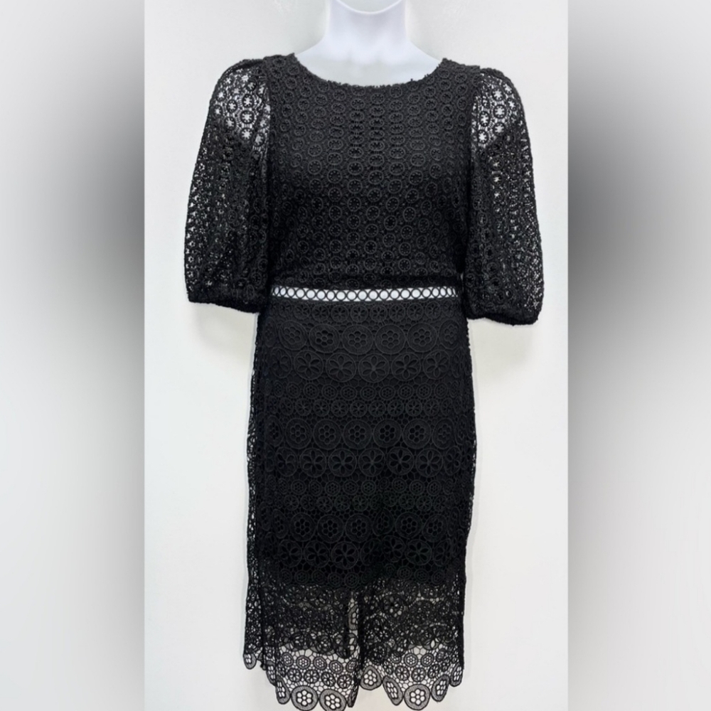Express Black Lace Midi Large Dress Slevees